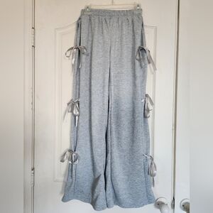 SHEIN Gray Wide Leg Lounge Pants With Side Bows Size S